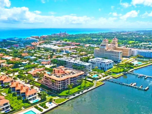 Palm Beach waterfront view featuring the L’Ermitage area